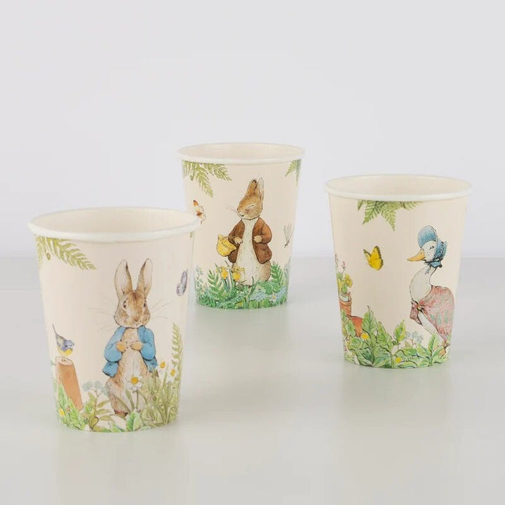 Peter Rabbit Cups - Kids Birthday Party Paper Cups - Beatrix Potter Peter Rabbit In The Garden - Baby Shower Cups - Pack Of 8 - Jolie Fete