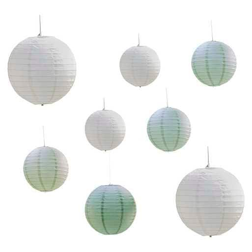 Sage White Paper Lantern Hanging Decorations - Wedding Decorations - Rustic Wedding Decorations - Paper Lantern Decorations - Pack Of 8 - Jolie Fete UK