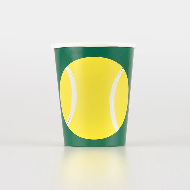 Tennis Paper Cups - Tennis Ball Cups - Birthday Party Cups - Tennis Party Cups - Sports Party - Wimbledon Party Decor - Pack Of 8 - Jolie Fete UK