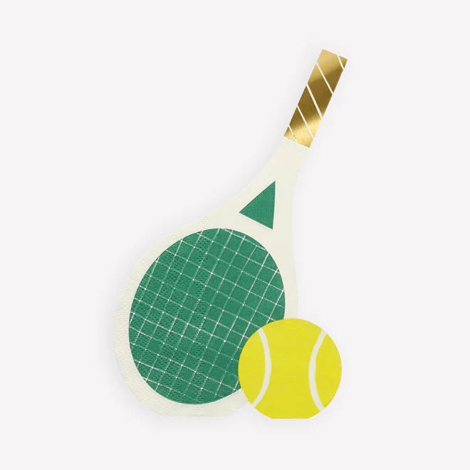 Tennis Paper Napkins - Tennis Racket Napkins - Birthday Party Napkins - Tennis Party Napkins - Wimbledon Party Decor - Pack Of 16 - Jolie Fete UK