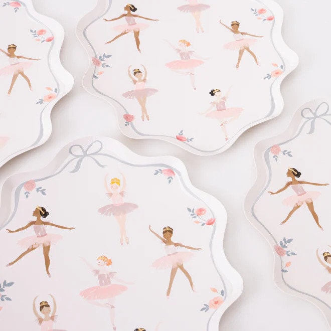 Ballerina Party Plates - Kids Ballet Paper Party Plates - Children's Birthday - Ballerina Party Tableware Supplies - Pack Of 8 - Jolie Fete UK