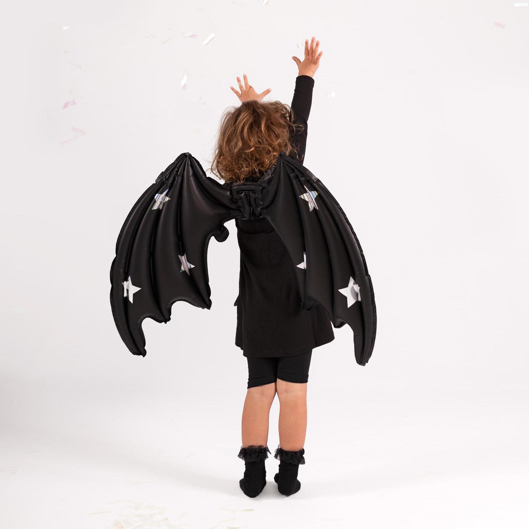 Bat Wings Balloon - Black Bat Wings Balloon With Stars - Halloween Balloons - Kids Dress Up - Halloween Costume - Black Balloons - Jolie Fete UK