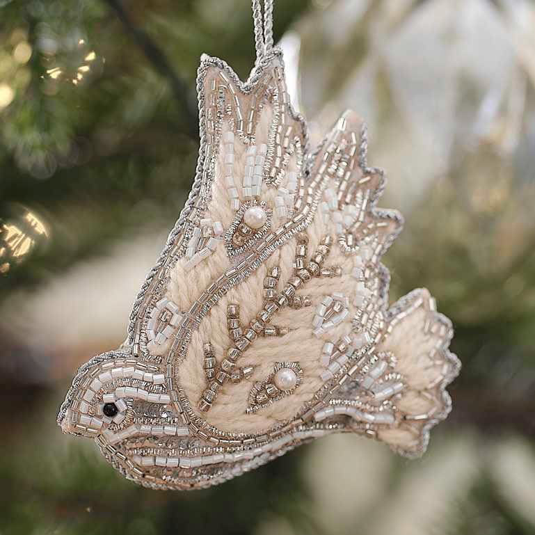 Turtle Dove Christmas Tree Hanging Decoration - Embellished Christmas Tree Decoration - Individual Tree Decor-Holiday Decor - Jolie Fete UK