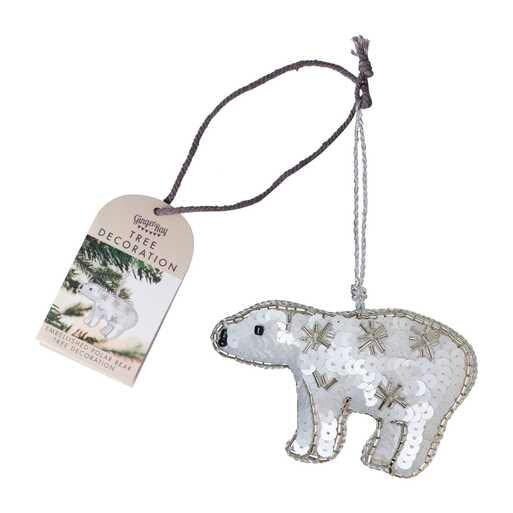 Polar Bear Christmas Tree Hanging Decoration - Embellished Polar Bear Christmas Tree Decoration - Nordic Individual Tree Decor-Holiday Decor - Jolie Fete UK