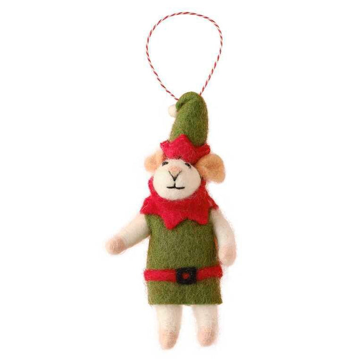 Felt Elf Mouse Christmas Tree Decoration - Merry Christmas Decor - Christmas Decorations - Holiday Decor - Jolie Fete UK