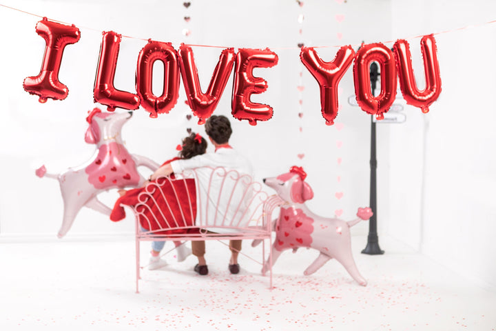 Valentine's I Love You Balloon Bunting - Red Valentines Day Balloons - Valentines Day Decorations - Valentine's Day Party Balloons - Jolie Fete UK