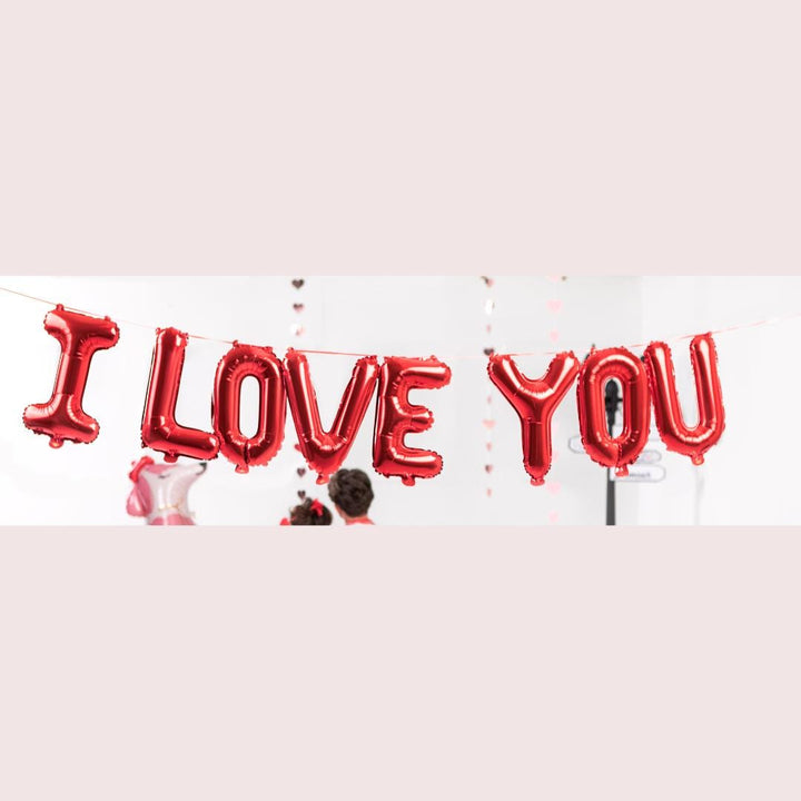 Valentine's I Love You Balloon Bunting - Red Valentines Day Balloons - Valentines Day Decorations - Valentine's Day Party Balloons - Jolie Fete UK