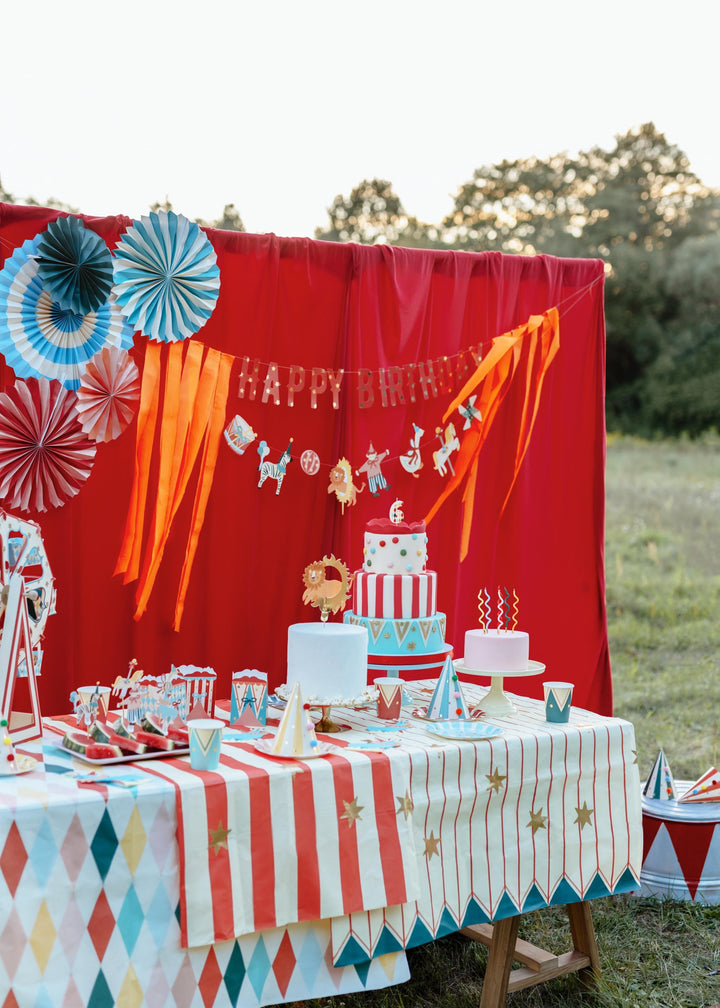 Circus Tablecloth - Paper Tablecloth With Diamonds - Harlequin Print - Carnival Party Supplies -Funfair Theme - Kids Birthday Party Supplies - Jolie Fete UK