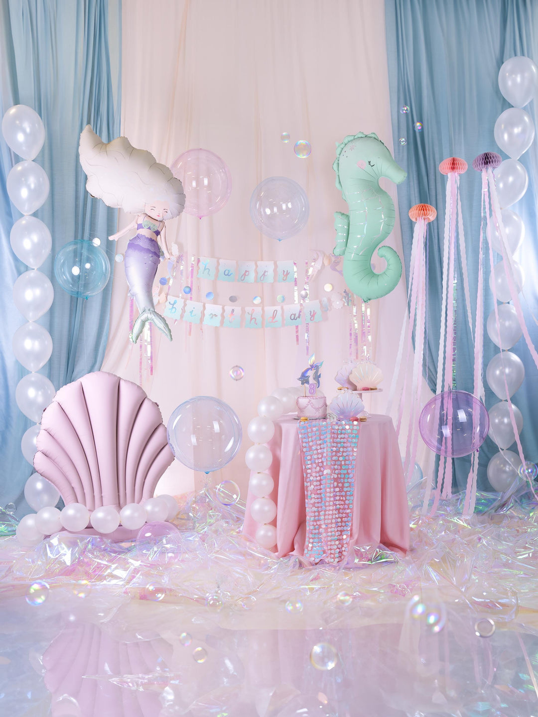 Clear Green 16" Balloon - Transparent Bubble Balloon - Aqua Sphere Balloon - Mermaid Party Balloons - Under The Sea Party Theme -Dive Into 5 - Jolie Fete UK