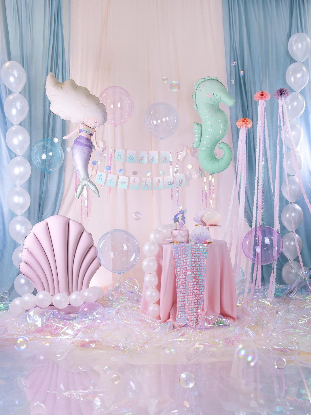 Iridescent Sequin Table Runner - Mermaid Theme - Under the Sea Party - Mermaid Backdrop - Mermaid Party Decorations - Kids Birthday Party - Jolie Fete UK