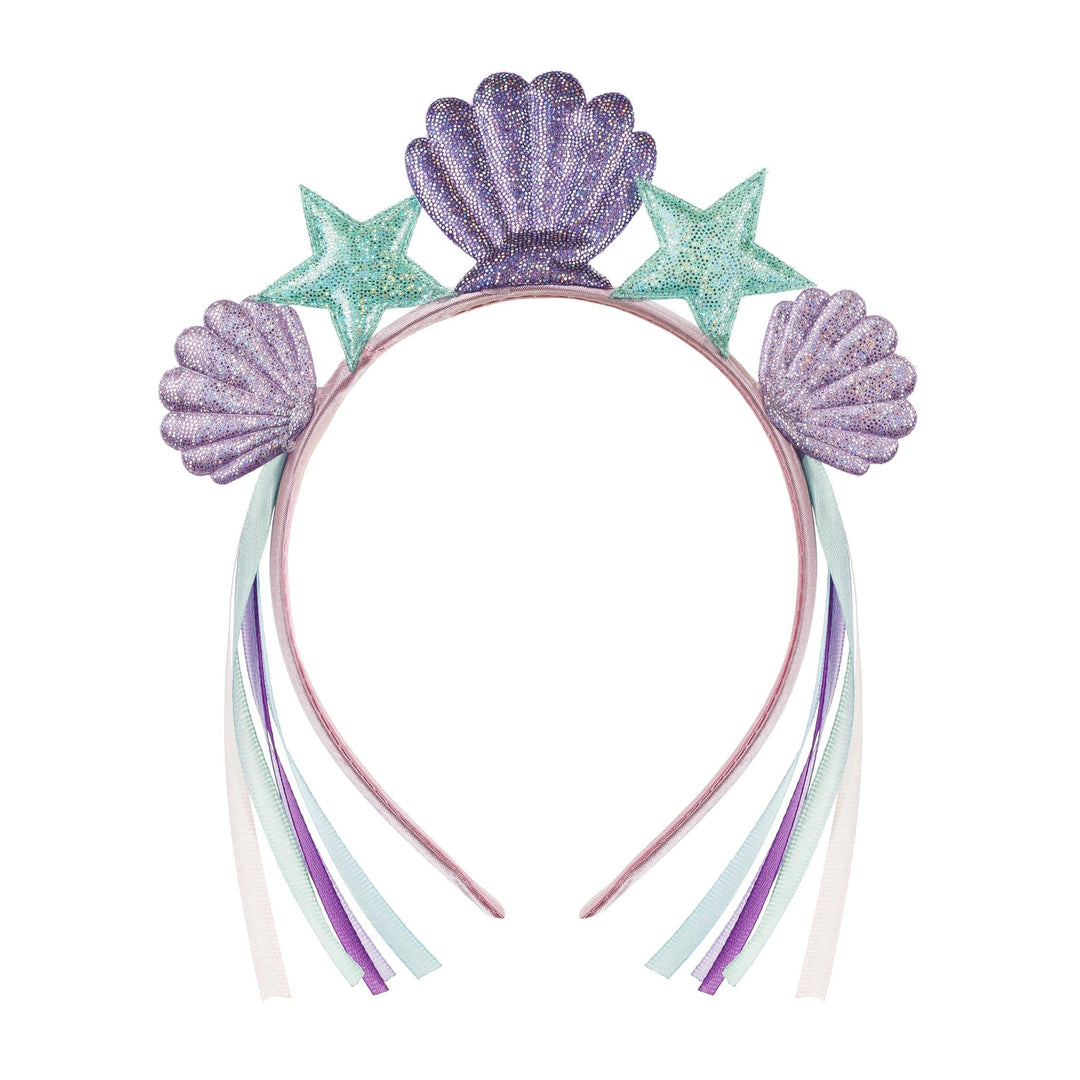 Mermaid Headband With Purple Shells & Green stars - Mermaid Theme -Under the Sea Party-Mermaid Fancy Dress-Party Favours-Kids Birthday Party - Jolie Fete UK