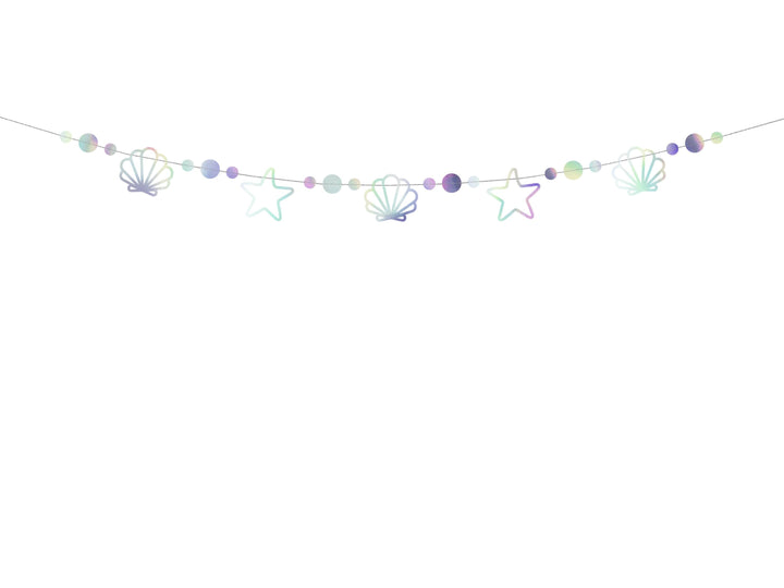 Mermaid Party Garland - Iridescent Bunting - Mermaid Theme - Under the Sea Party - Stars, Shells And Pearls - Kids Birthday Party - Jolie Fete UK
