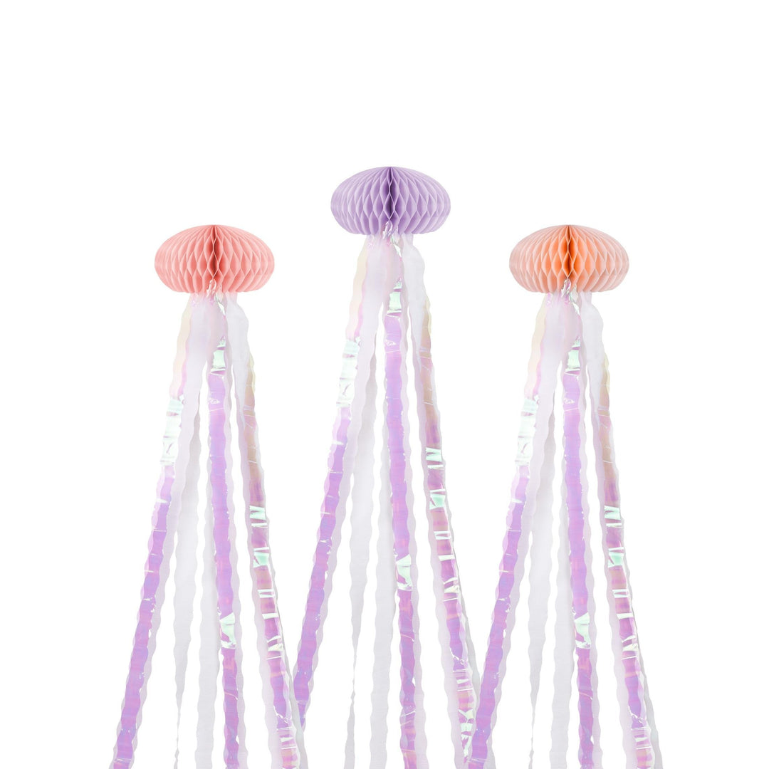Large Tissue Jellyfish Hanging Decorations - Mermaid Theme - Under the Sea Party -Mermaid Backdrop-Party Decor-Kids Birthday Party-Pack Of 3 - Jolie Fete UK