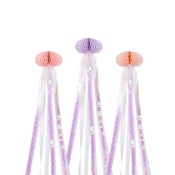 Large Tissue Jellyfish Hanging Decorations - Mermaid Theme - Under the Sea Party -Mermaid Backdrop-Party Decor-Kids Birthday Party-Pack Of 3 - Jolie Fete UK