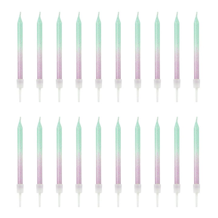 Mermaid Cake Candles - Mint & Lilac Ombre Candles - Mermaid Theme - Under the Sea Party - Birthday Cake Candles - Kids Birthday - Pack Of 20 - Jolie Fete UK