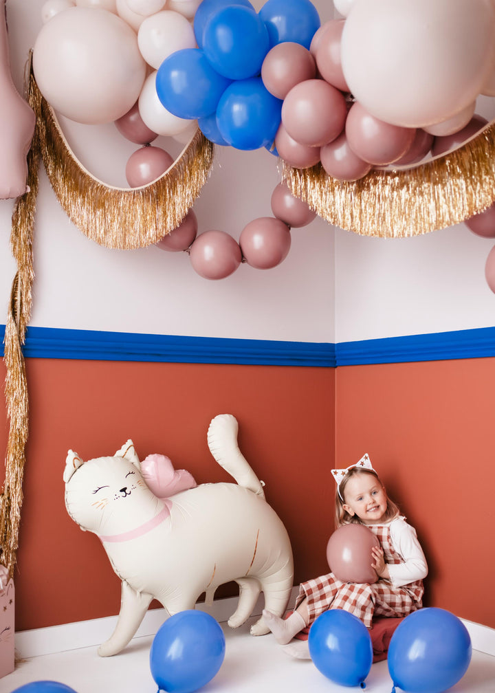 Cat Balloon - Large Cream Cat Foil Balloon - Kitten Party Balloons - Meow Party - Cute Kitty Cat Helium Balloon - Cream & Pink Balloon - Jolie Fete UK