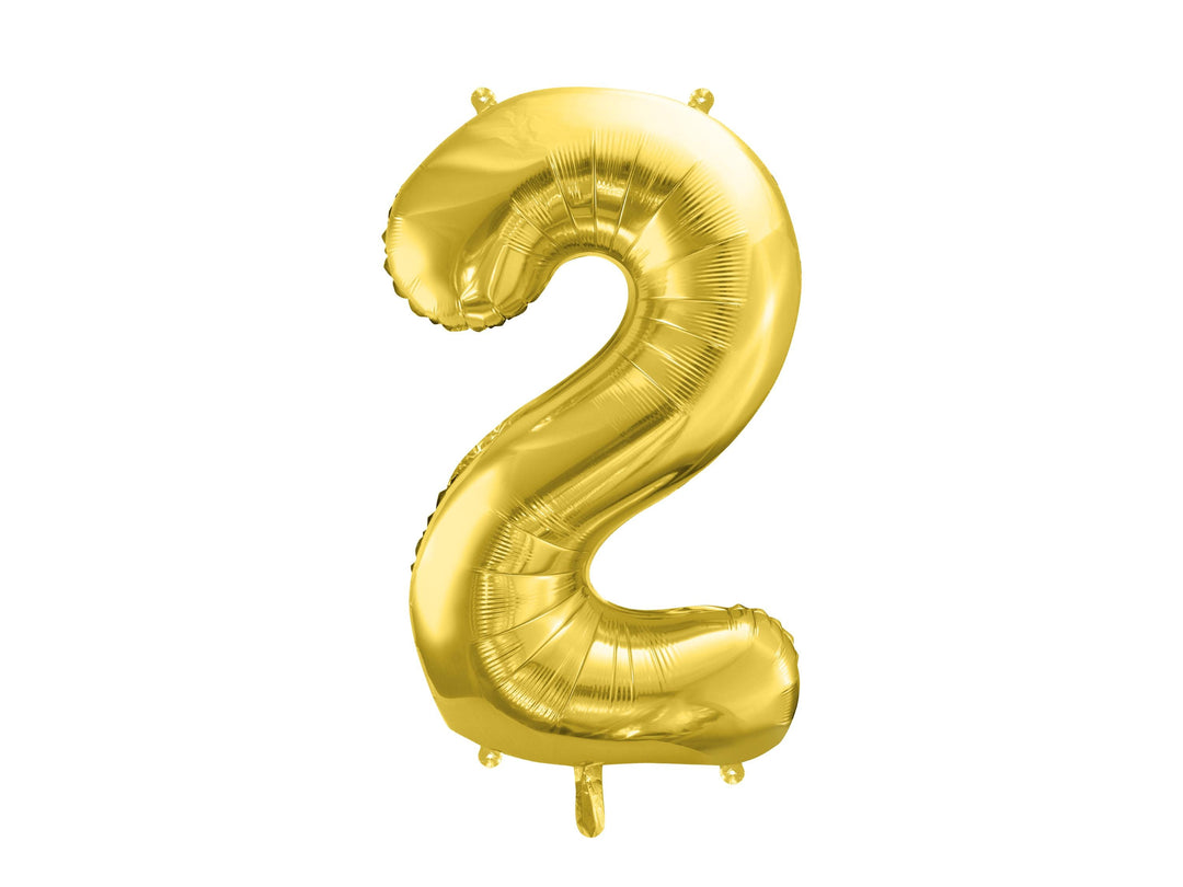 Gold Number 2 Balloon - Gold Foil 2 balloon - Birthday Balloon - Party Decorations - 72cm Balloon - 30" Balloon - Jolie Fete UK