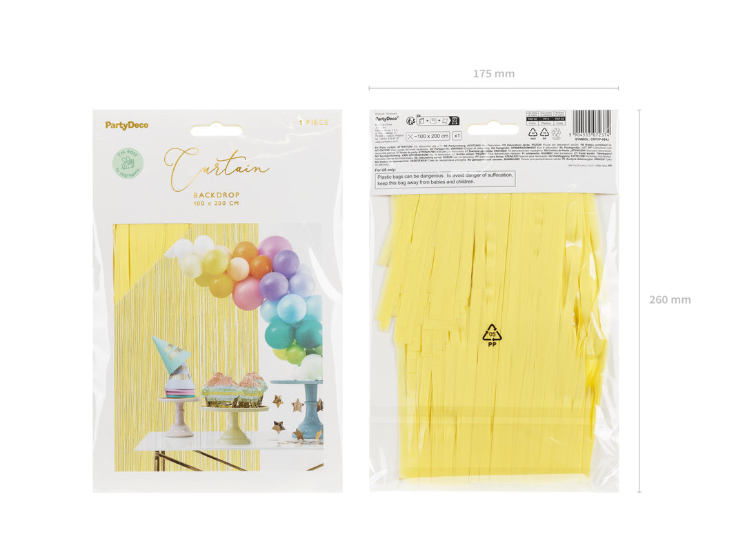 Yellow Party Curtain - Light Yellow Party Backdrop - Kids Party - Yellow Party Decor - Pastel Party Fringe Curtain - Photo Booth Backdrop - Jolie Fete UK