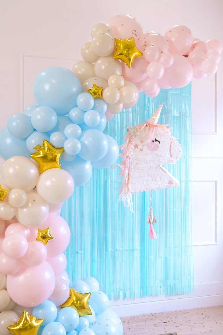 Blue Party Curtain - Sky Blue Party Backdrop - Kids Party - Light Blue Party Decor - Pastel Party Fringe Curtain - Photo Booth Backdrop - Jolie Fete UK