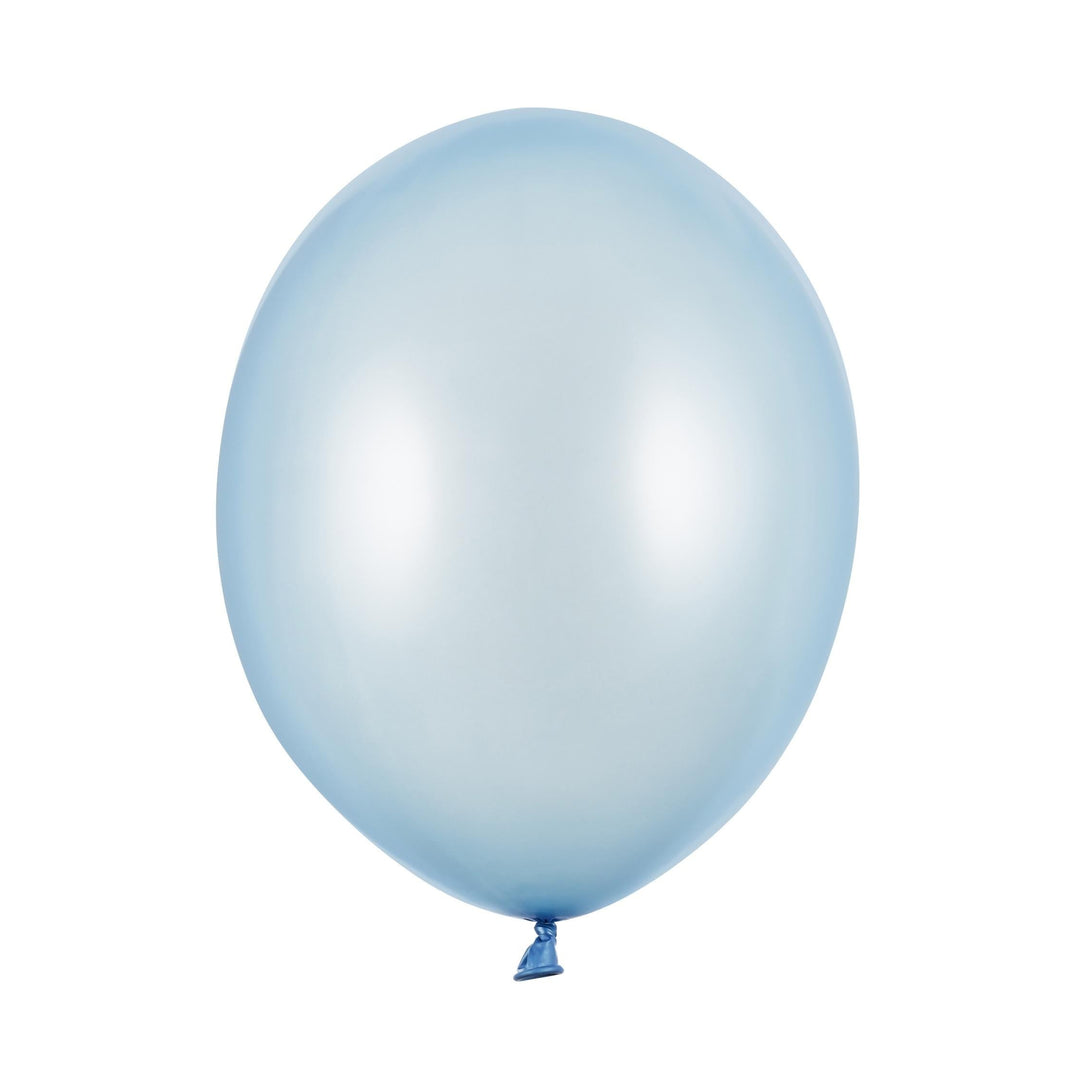 10 x Metallic Light Blue 12" Strong Round Latex Balloons - Baby Blue Colour - Shiny Finish - Birthday Party Balloons-Baby Shower Decorations - Jolie Fete UK