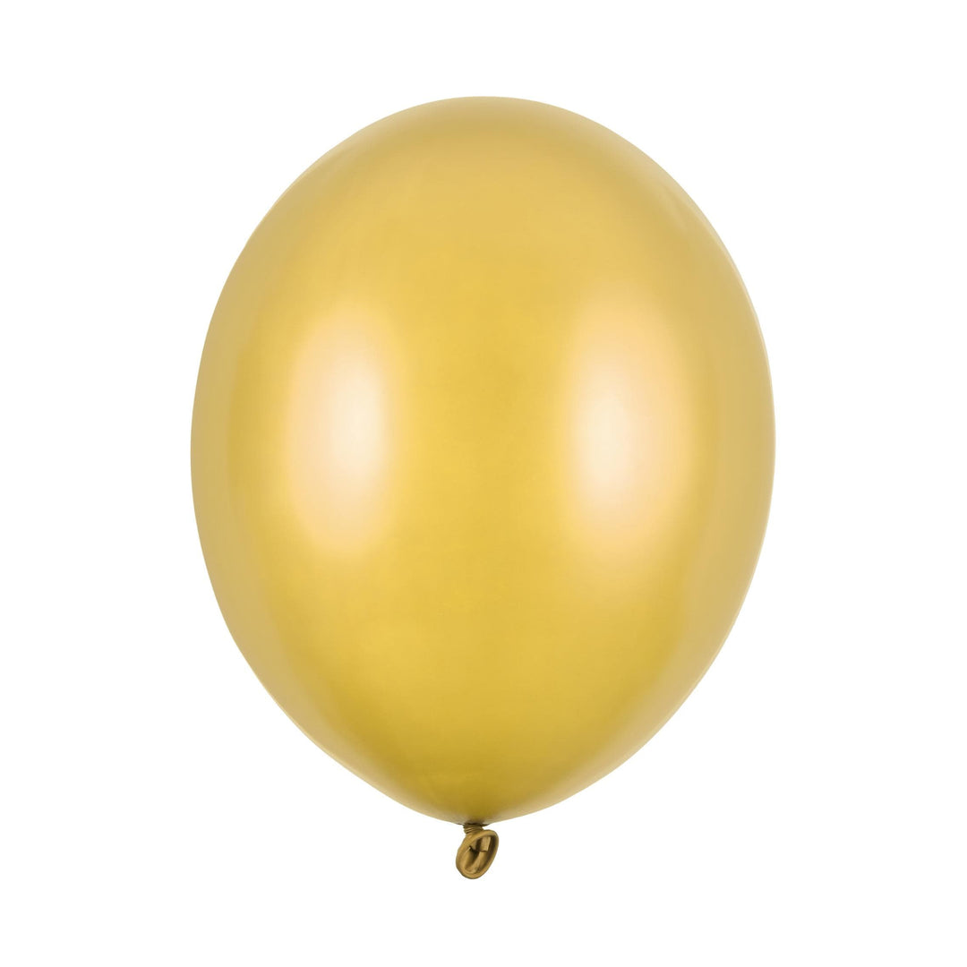 10 x Metallic Gold 12" Strong Round Latex Balloons - Shiny Finish - Birthday Party Balloons - Christmas Decorations -New Year's Eve Balloons - Jolie Fete UK