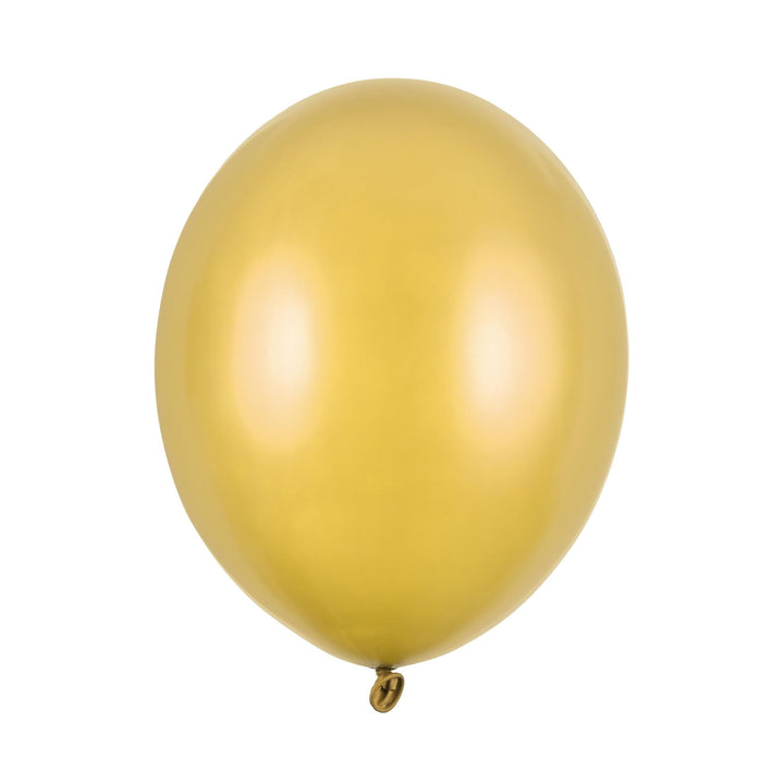 10 x Metallic Gold 12" Strong Round Latex Balloons - Shiny Finish - Birthday Party Balloons - Christmas Decorations -New Year's Eve Balloons - Jolie Fete UK