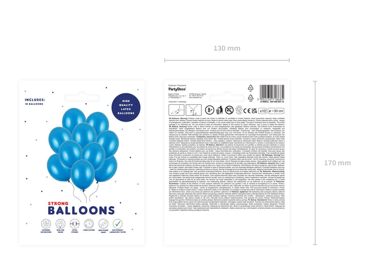 10 x Metallic Blue 12" Strong Round Latex Balloons - Caribbean Blue Colour - Shiny Finish - Birthday Party Balloons - Baby Shower Balloons - Jolie Fete UK