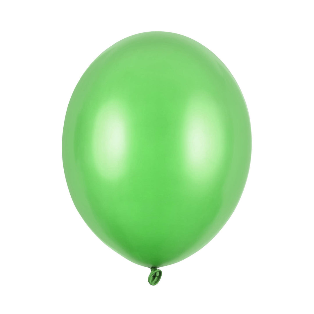 10 x Metallic Green 12" Strong Round Latex Balloons - Bright Green Colour - Shiny Finish - Birthday Party Balloons - Dinosaur Party Balloons - Jolie Fete UK