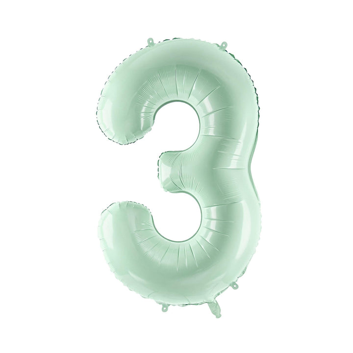 Pastel Green Number 3 Balloon - Large Light Mint Green Foil 3 balloon - Birthday Balloon - Party Decorations - 72cm Balloon - 30" Balloon - Jolie Fete UK