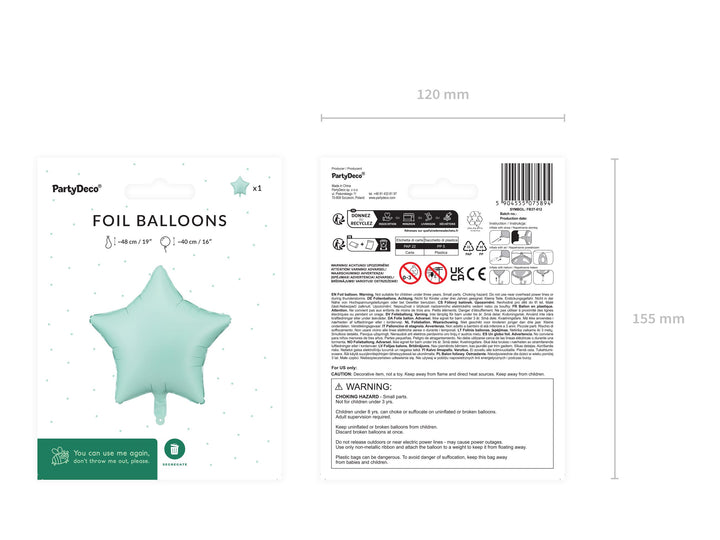 Pastel Green Star Balloon - Star Shaped Foil Balloon - Mint Green Balloon - Light Green Birthday Party Decor - Baby Shower Balloon - Jolie Fete UK