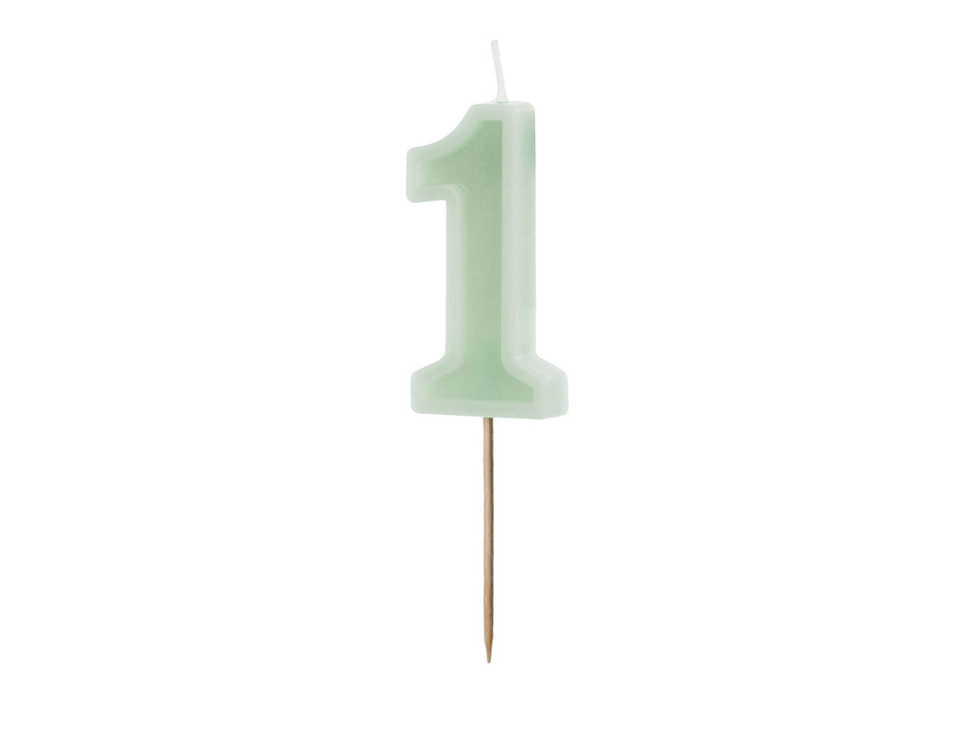 Pastel Green 1 Birthday Cake Candle - Mint Green Cake Decoration - Light Green Birthday Party Decor - 1st Birthday Candle - Jolie Fete UK