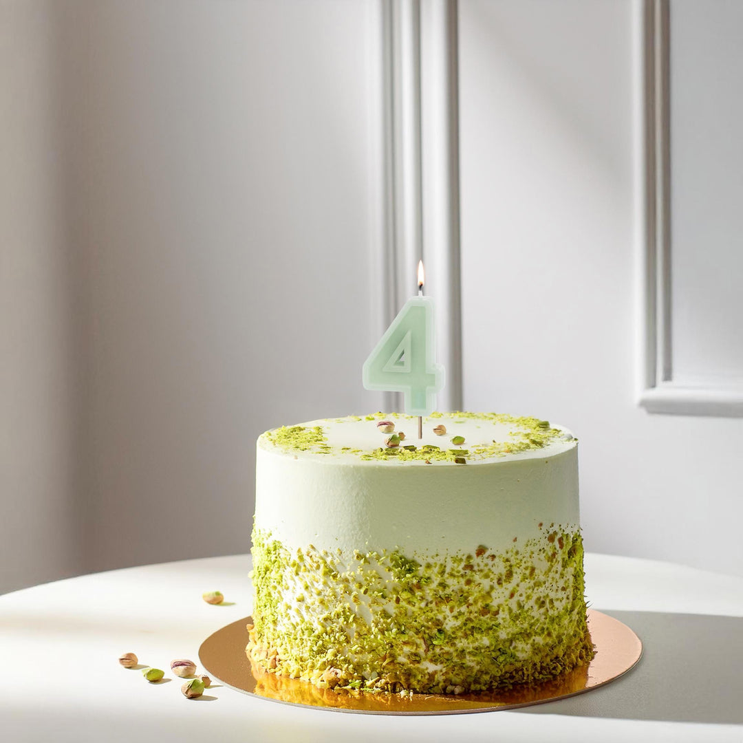 Pastel Green 4 Birthday Cake Candle - Mint Green Cake Decoration - Light Green Birthday Party Decor - 4th / 40th Birthday Candle - Jolie Fete UK