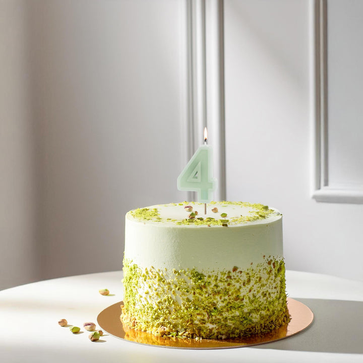 Pastel Green 4 Birthday Cake Candle - Mint Green Cake Decoration - Light Green Birthday Party Decor - 4th / 40th Birthday Candle - Jolie Fete UK