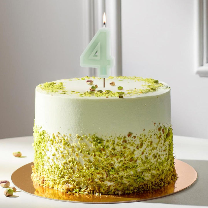 Pastel Green 4 Birthday Cake Candle - Mint Green Cake Decoration - Light Green Birthday Party Decor - 4th / 40th Birthday Candle - Jolie Fete UK