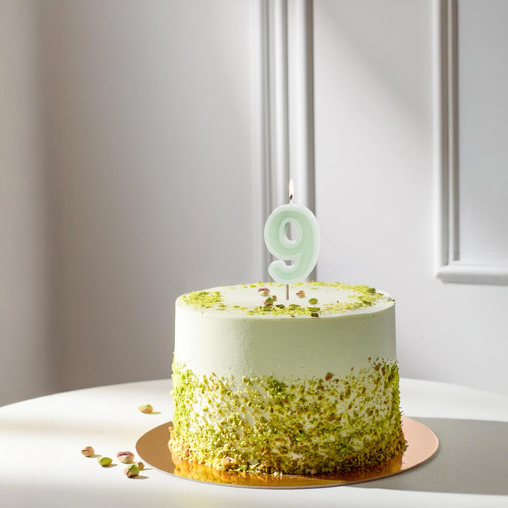 Pastel Green 9 Birthday Cake Candle - Mint Green Cake Decoration - Light Green Birthday Party Decor - 9th / 90th Birthday Candle - Jolie Fete UK