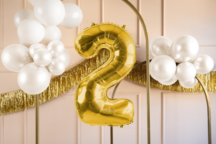 Gold Number 2 Balloon - Gold Foil 2 balloon - Birthday Balloon - Party Decorations - 72cm Balloon - 30" Balloon - Jolie Fete UK
