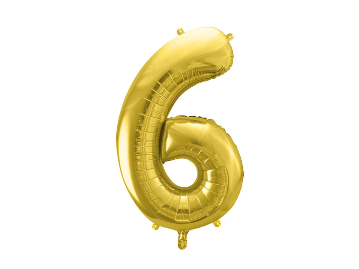 Gold Number 6 Balloon - Large Gold Foil 6 balloon - Birthday Balloon - Party Decorations - 72cm Balloon - 30" Balloon - Jolie Fete UK