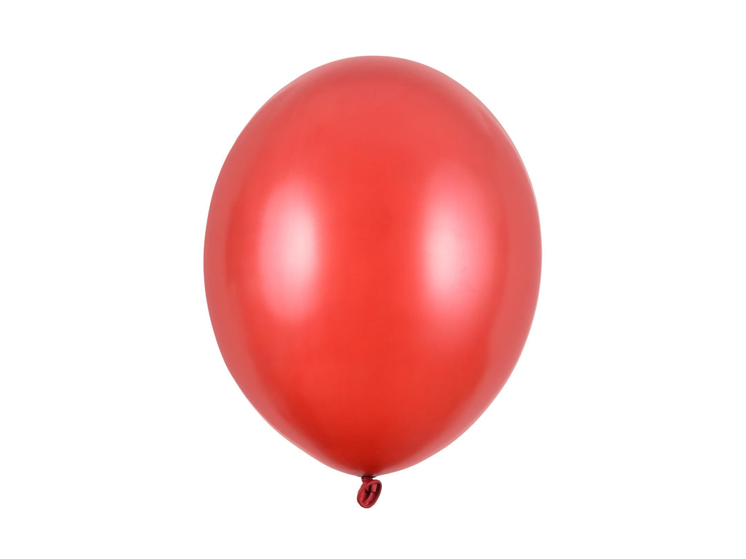 10 x Metallic Red 12" Strong Round Latex Balloons - Poppy Red Colour - Shiny Finish - Birthday Party Balloons - Valentine's Decorations - Jolie Fete UK