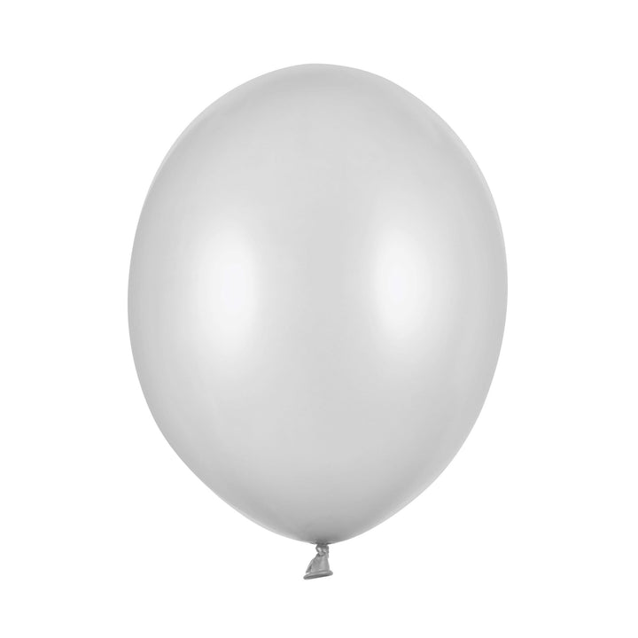 10 x Metallic Silver 12" Strong Round Latex Balloons - Light Silver Colour - Shiny Finish - Birthday Party Balloons -Baby Shower Decorations - Jolie Fete UK