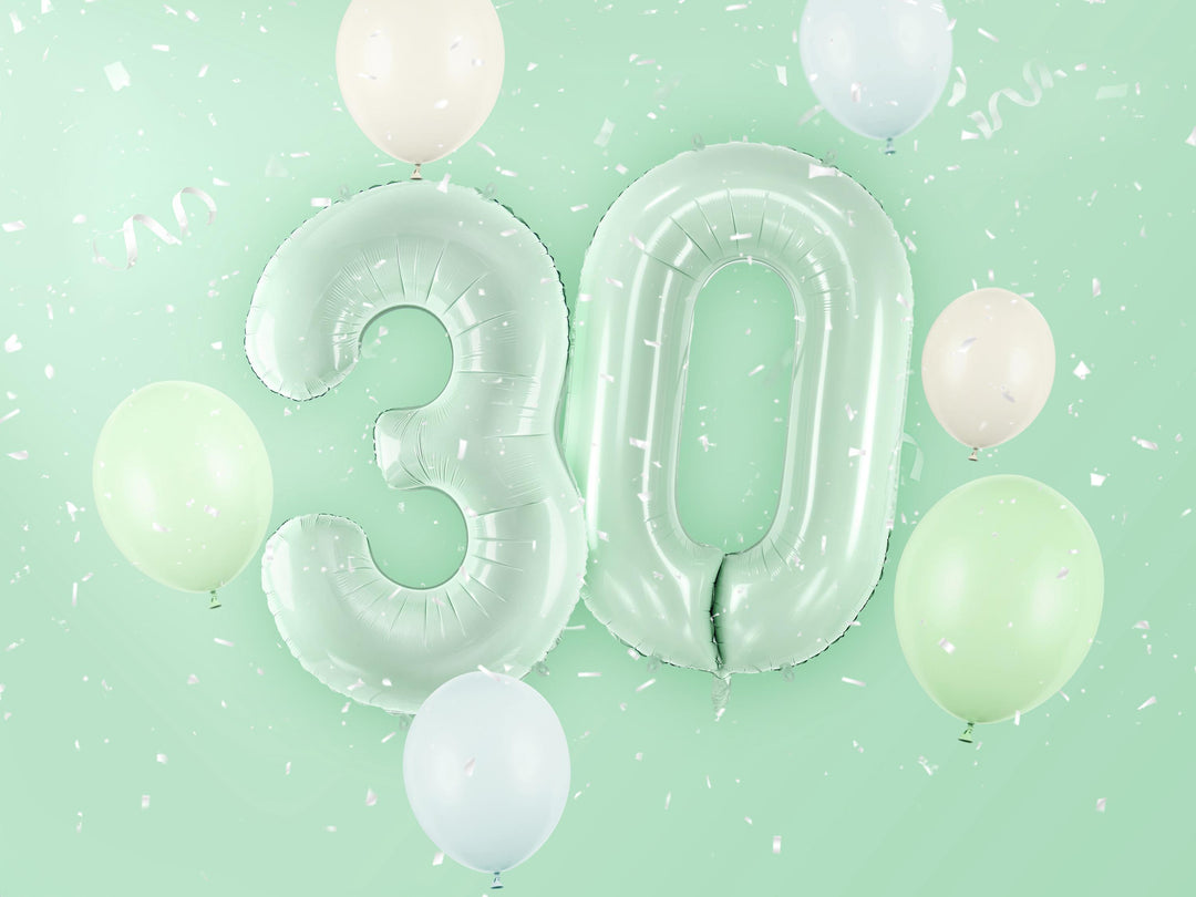 Pastel Green Number 3 Balloon - Large Light Mint Green Foil 3 balloon - Birthday Balloon - Party Decorations - 72cm Balloon - 30" Balloon - Jolie Fete UK