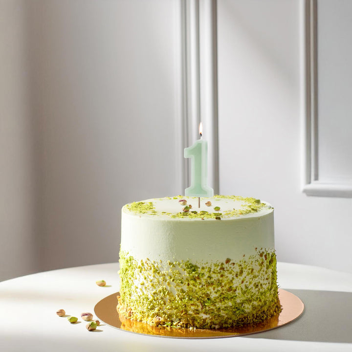 Pastel Green 1 Birthday Cake Candle - Mint Green Cake Decoration - Light Green Birthday Party Decor - 1st Birthday Candle - Jolie Fete UK