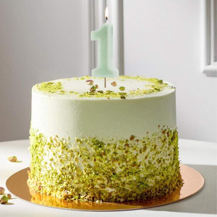 Pastel Green 1 Birthday Cake Candle - Mint Green Cake Decoration - Light Green Birthday Party Decor - 1st Birthday Candle - Jolie Fete UK