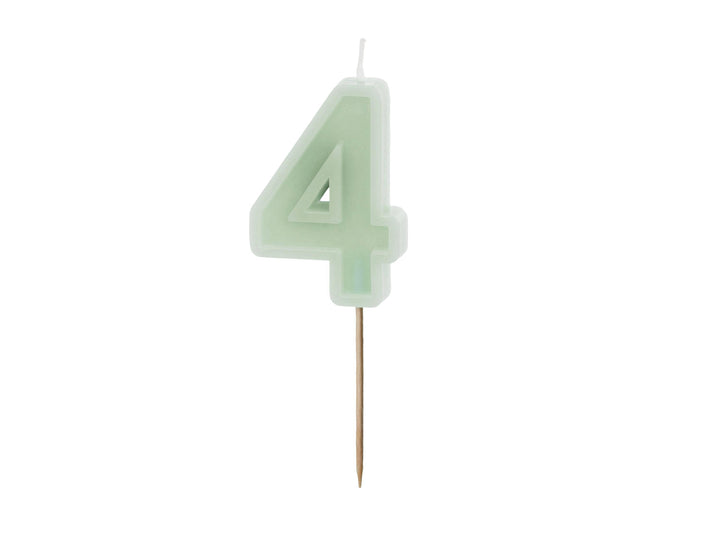Pastel Green 4 Birthday Cake Candle - Mint Green Cake Decoration - Light Green Birthday Party Decor - 4th / 40th Birthday Candle - Jolie Fete UK