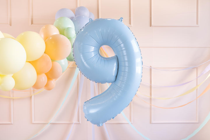 Light Blue Number 9 Balloon - Large Baby Blue Foil 9 balloon - Birthday Balloon - Party Decorations - 72cm Balloon - 30" Balloon - Jolie Fete UK