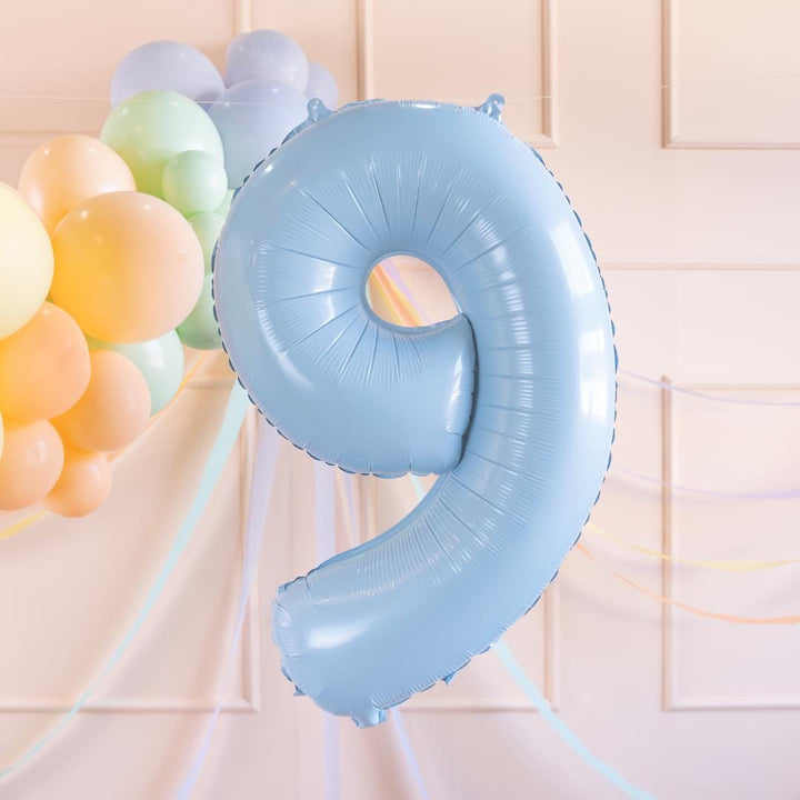 Light Blue Number 9 Balloon - Large Baby Blue Foil 9 balloon - Birthday Balloon - Party Decorations - 72cm Balloon - 30" Balloon - Jolie Fete UK