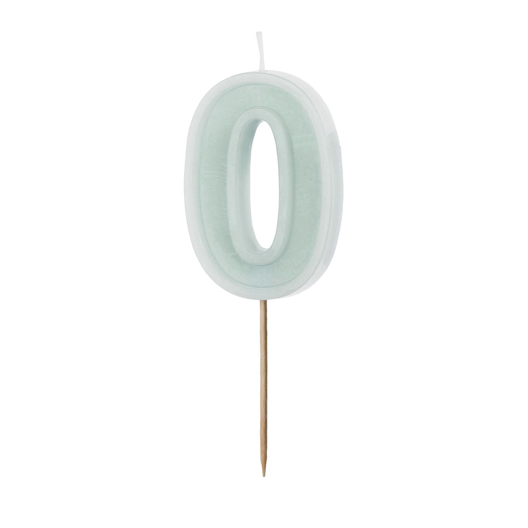 Pastel Minty Blue 0 Birthday Cake Candle - Light Mint Cake Decoration - Light Green Birthday Party Decor-Decades Candle-10th Birthday Candle - Jolie Fete UK