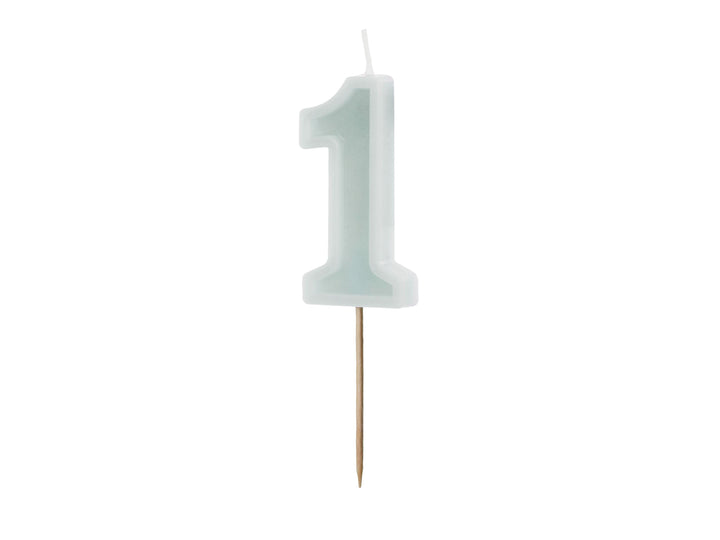 Pastel Minty Blue 1 Birthday Cake Candle - Mint Cake Decoration - Light Green Birthday Party Decor - 1st Birthday Candle - Jolie Fete UK