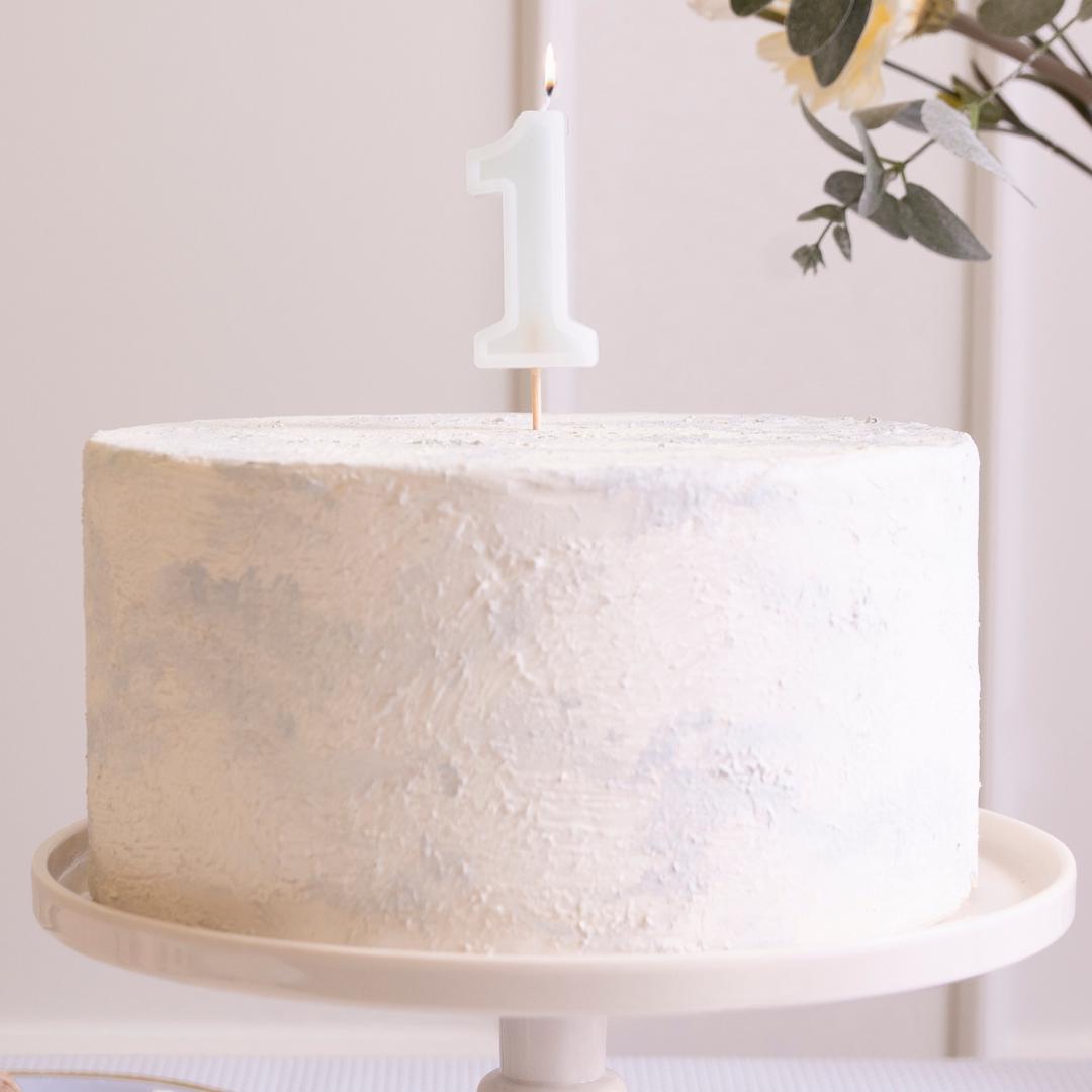 Pastel Minty Blue 1 Birthday Cake Candle - Mint Cake Decoration - Light Green Birthday Party Decor - 1st Birthday Candle - Jolie Fete UK