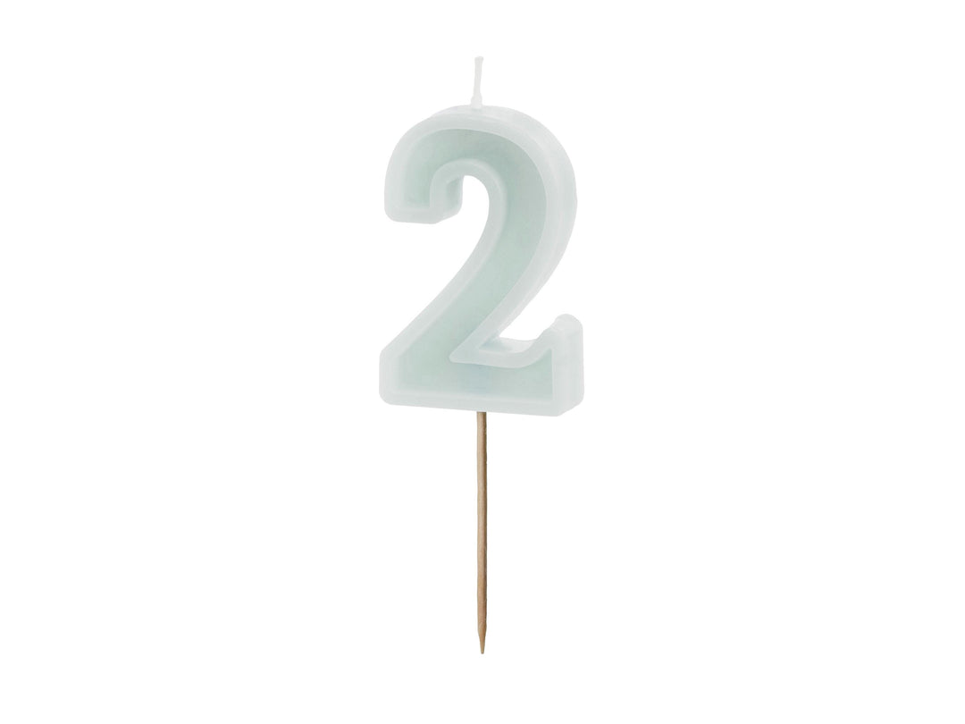 Pastel Minty Blue 2 Birthday Cake Candle - Mint Cake Decoration - Light Green Birthday Party Decor - 2nd / 21st Birthday Candle - Jolie Fete UK
