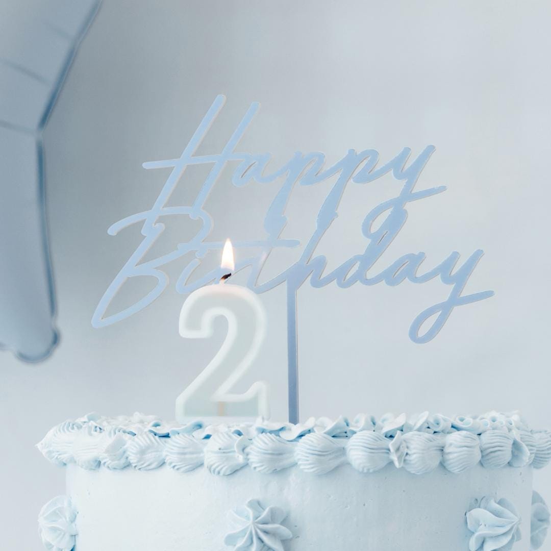 Pastel Minty Blue 0 Birthday Cake Candle - Light Mint Cake Decoration - Light Green Birthday Party Decor-Decades Candle-10th Birthday Candle - Jolie Fete UK